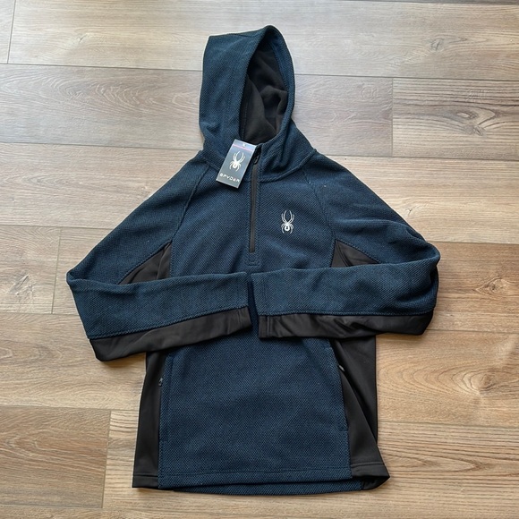 Spyder 1/4 Zip Hoodie Deep Blue, tapered, office/play. NWT - not Costco item - Picture 1 of 4